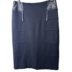 Ambiente Women's Black Stretch Zipped Pockets Midi Pencil Skirt Sz 4